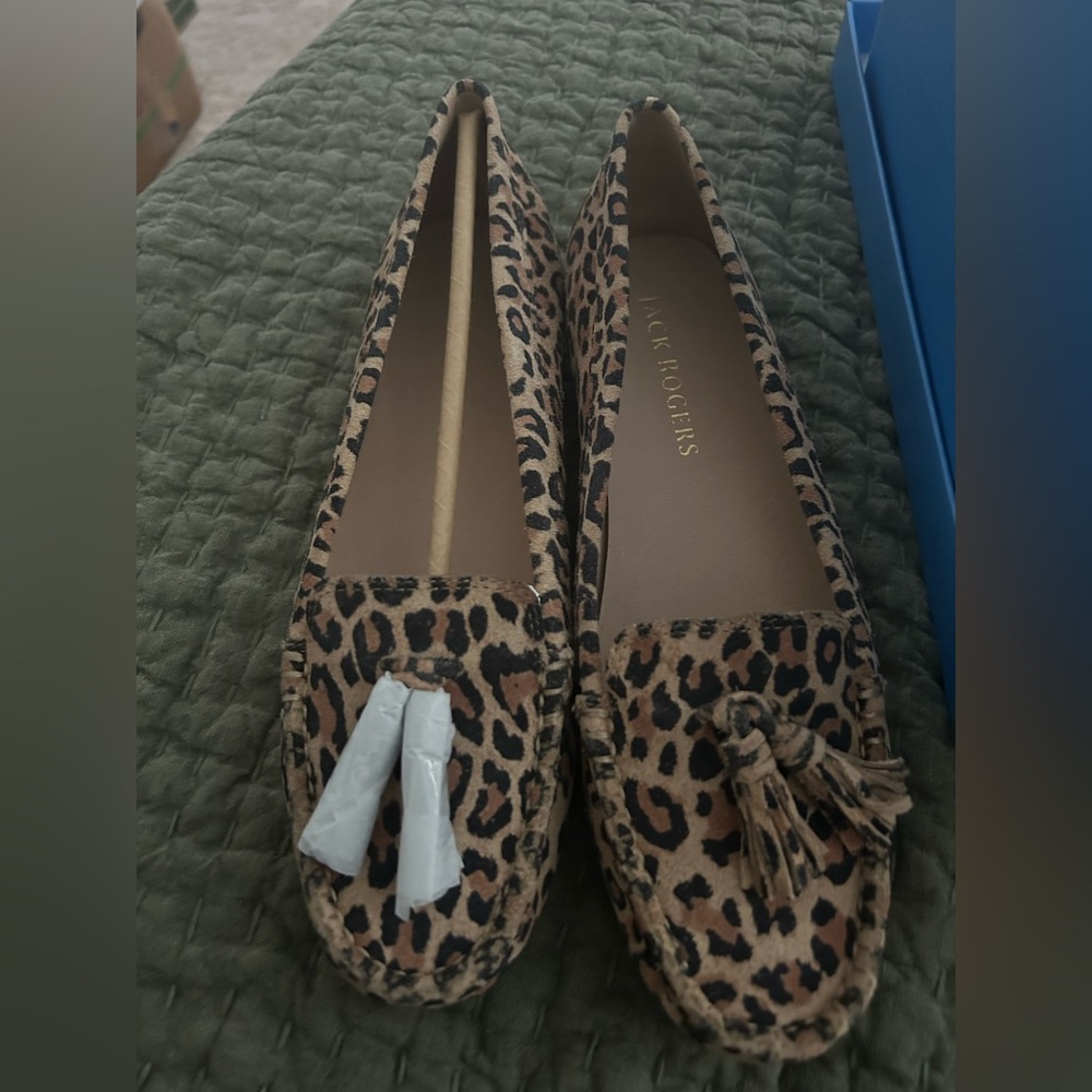 Jack Rogers Leopard Print Tassel Loafers